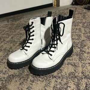 White combat boots